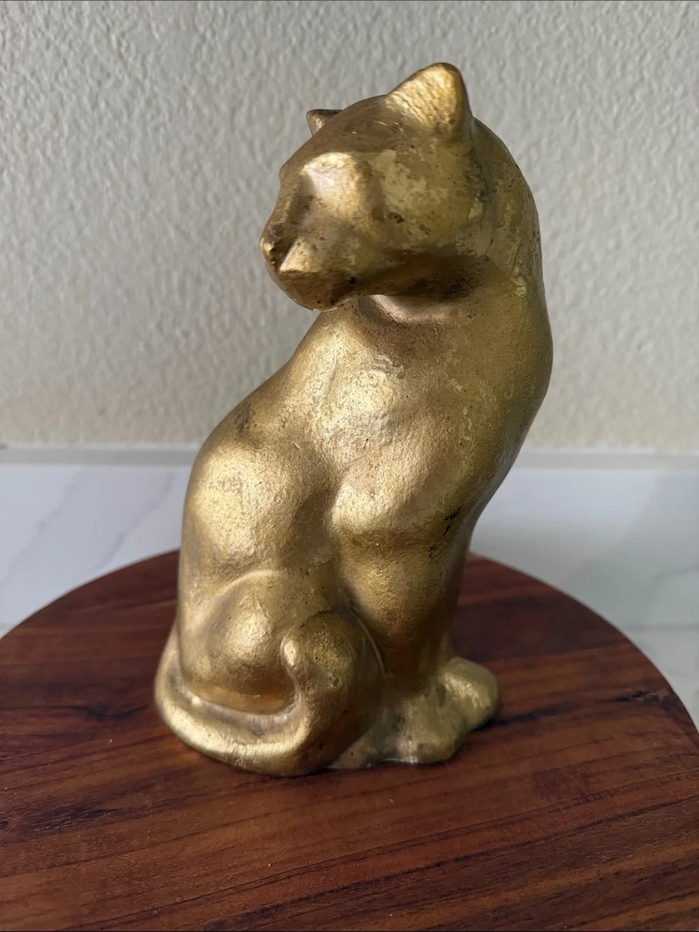 Big Cat Figurine in Gold Relief